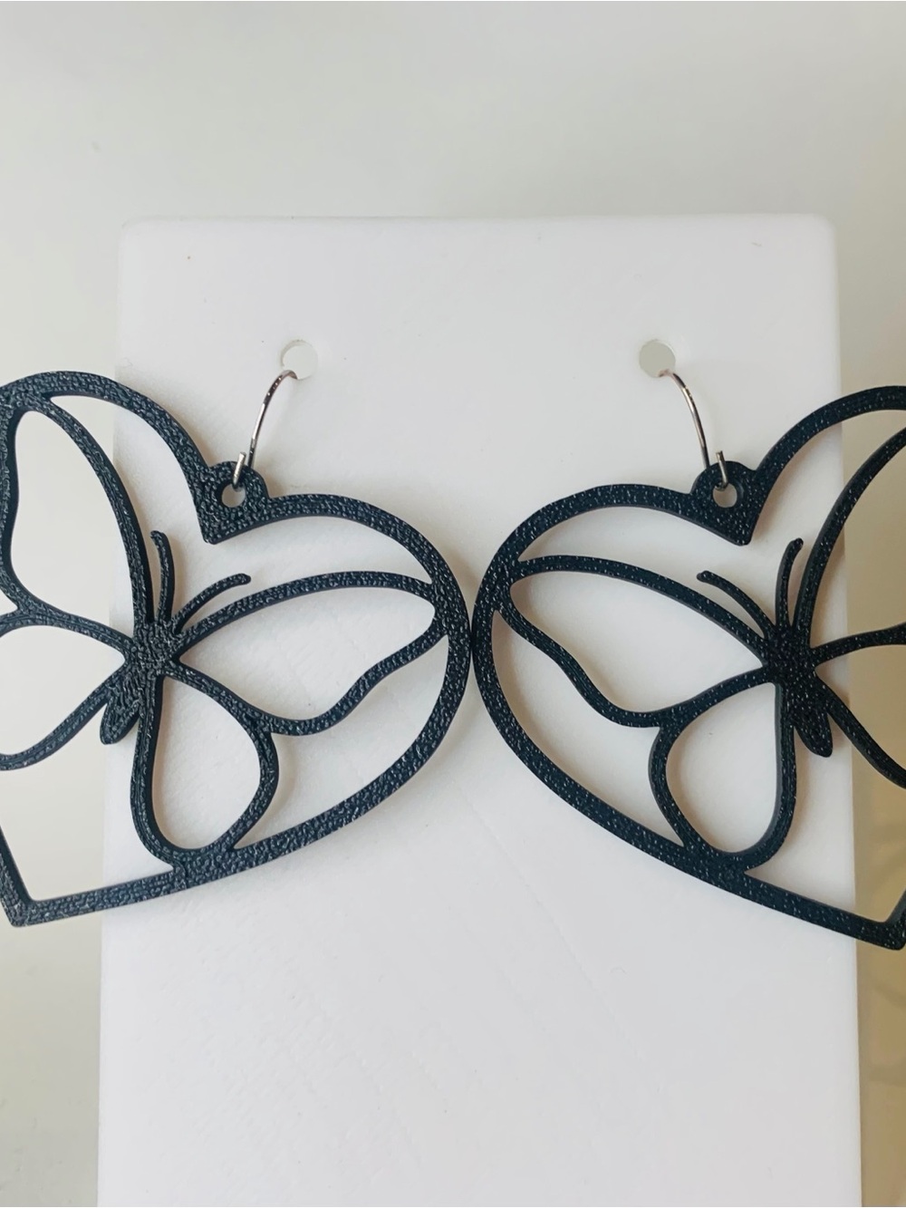 Black Heart Butterfly Drop Earrings - Women Jewelry